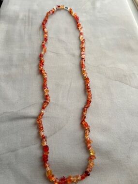 Handcrafted Orange & Red Chip Necklace for Women